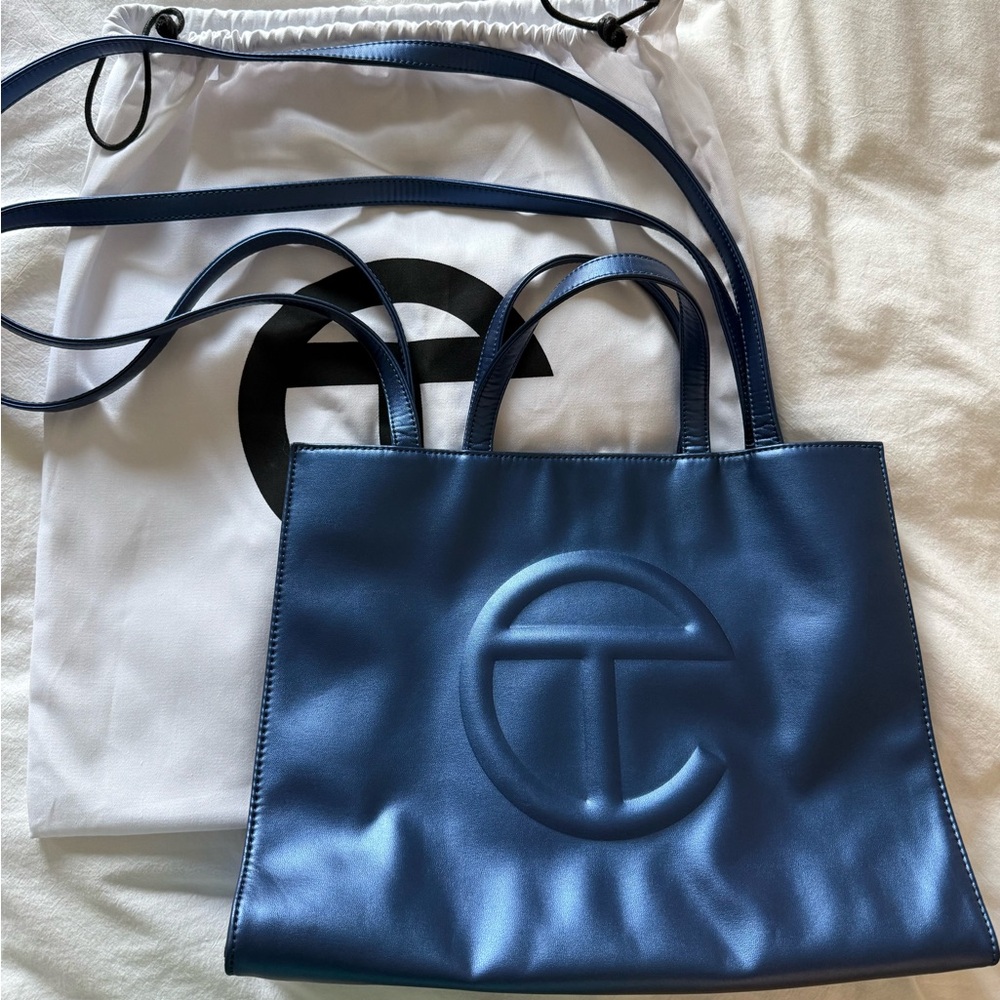 Telfar Cobalt Blue metallic Tote Bag Medium